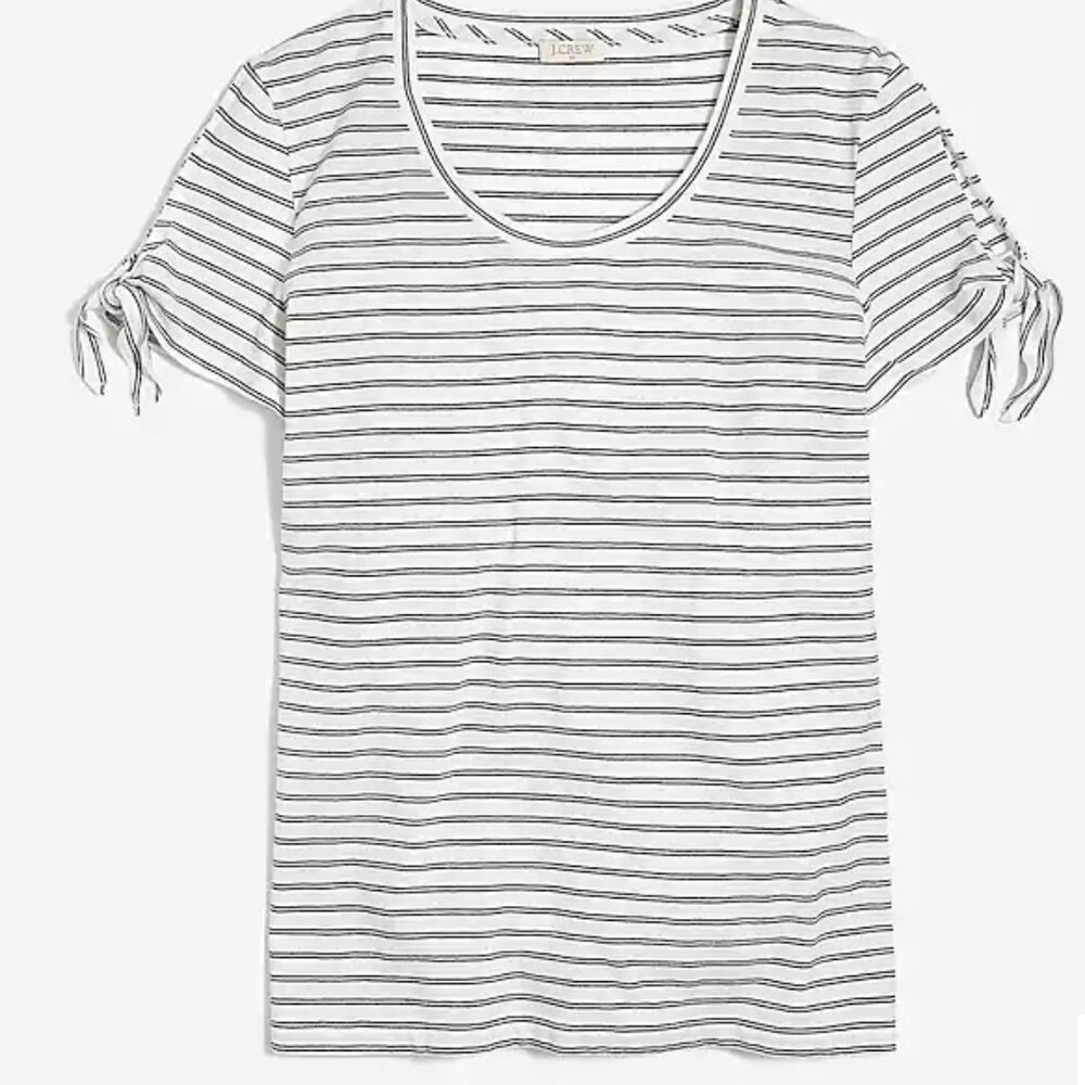 NEW NWT J. Crew Factory Striped Tie-Shoulder T-Shirt Color: White/Black Size: M